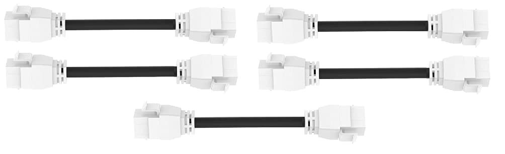 RiteAV - HDMI Female-Female Pigtail Extension Cable Coupler Keystone Dongle Jack White/White (5 Pack)