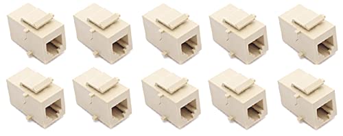 RiteAV Beige RJ11/RJ12 Phone Keystone Jack Female to Female (10 Pack)