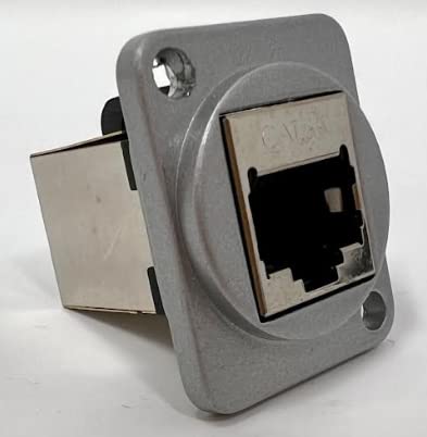 RiteAV Cat 6A D-Series Heavy Duty Chassis Panel Mount Connector Pass Through Solderless Bulkhead Coupler, Silver Metal Housing