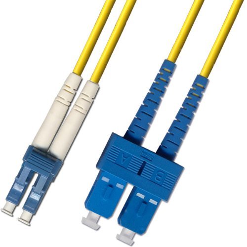 RiteAV 65M (213.2ft) OS2 LC-SC Male/Male Fiber Optic Cable Duplex Singlemode 9/125 Jumper 65 Meter Yellow PVC OFNR Patch Cord