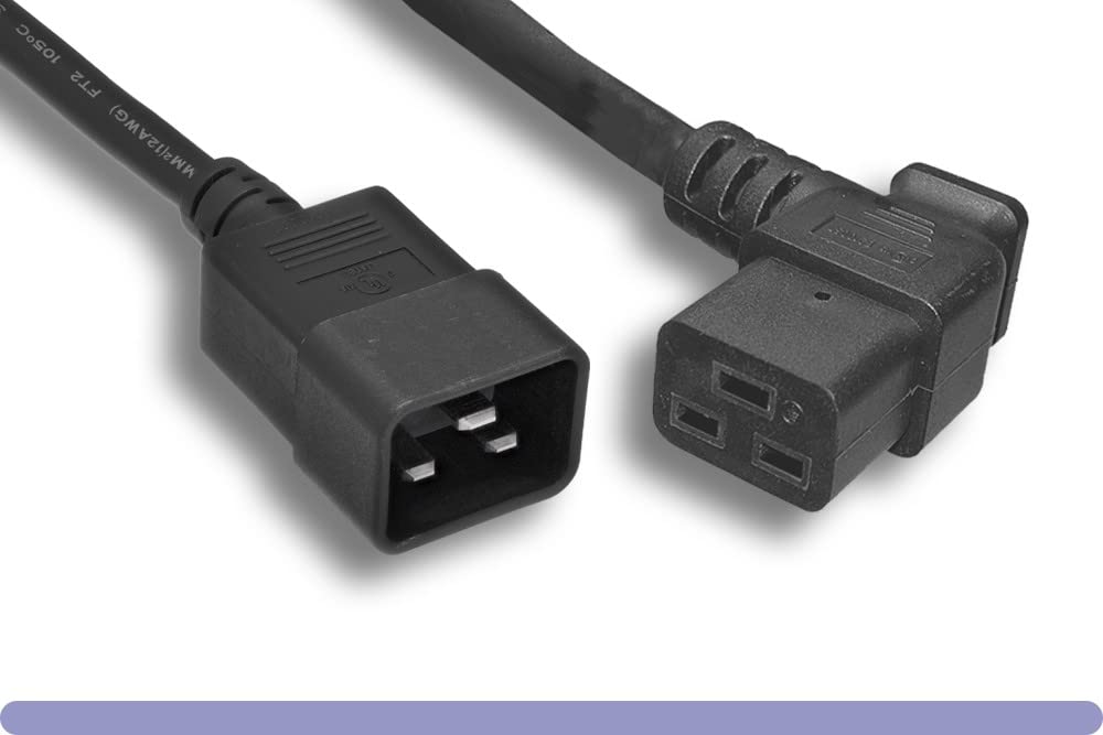 RiteAV - Heavy Duty 12 AWG Right Angled C19 / C20 Universal Jumper Power Cord (BLACK (10ft) 3 Meter)