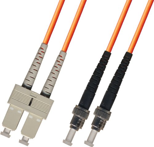 1M Multimode Duplex Fiber Optic Cable (50/125) - SC to ST