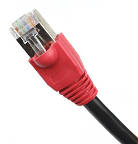 Ultra Spec Cables 200FT (60M) Cat5e Direct Burial Waterproof RJ45 Network RJ45 Patch Cable CMXT Fully Tested Connectors Installed! - Black with Red Boot