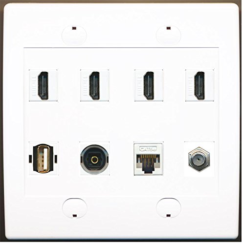 RiteAV 4 x HDMI 1 x USB + Digital Optical Cat5e Ethernet and Coax Wallplate