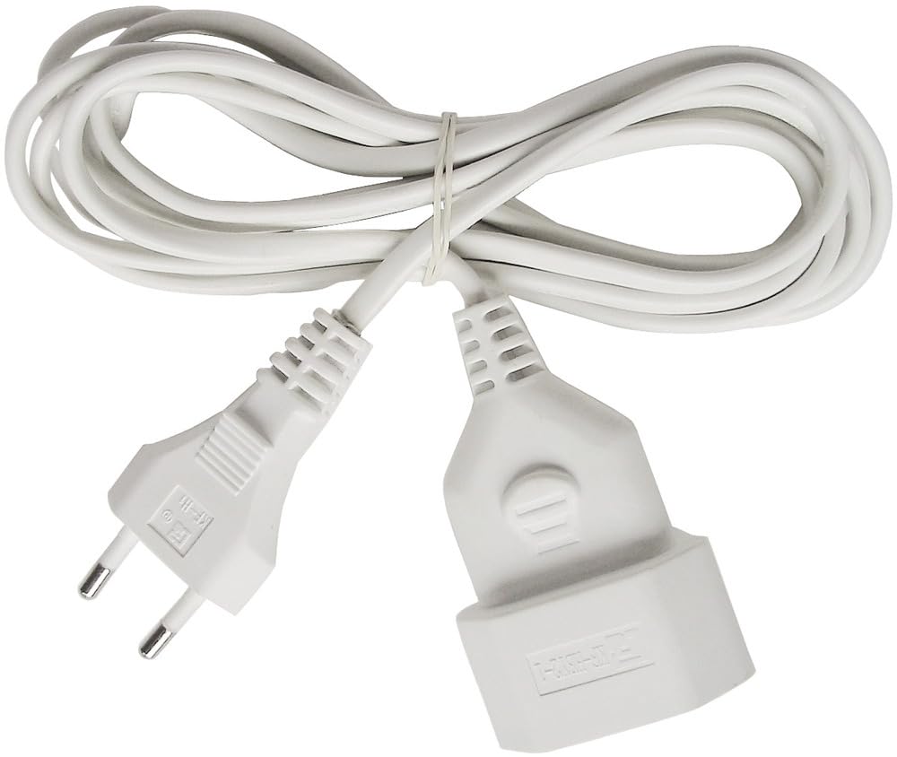 RiteAV- (2-PACK) förlängningskabel i plast (5m kabel, med Euro-kontakt och koppling) vit