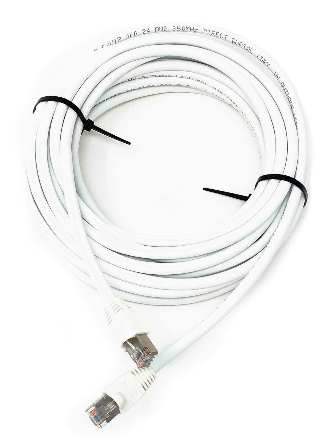 Ultra Spec Cables 225ft Cat5e Outdoor Waterproof Ethernet Cable Direct Burial Shielded (Pure Copper), White