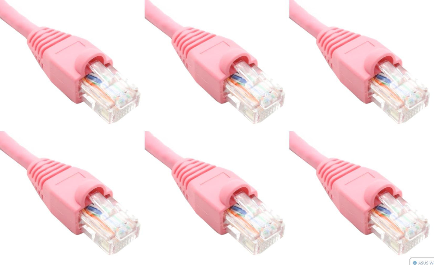 Ultra Spec Cables Pack of 6 - Pink 1FT Cat6 Ethernet Network Cable LAN Internet Patch Cord RJ45 Gigabit