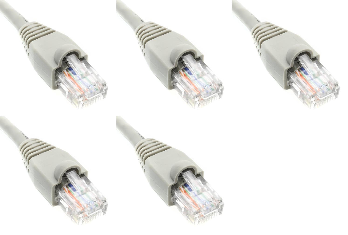 Ultra Spec Cables Pack of 5 - Gray 2FT Cat6 Ethernet Network Cable LAN Internet Patch Cord RJ45 Gigabit