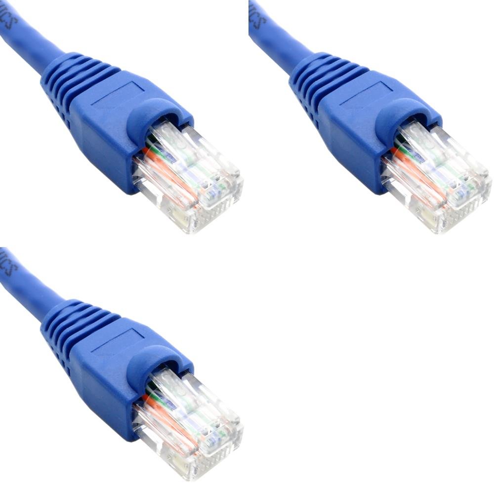Ultra Spec Cables Pack of 3 - Blue 2FT Cat6 Ethernet Network Cable LAN Internet Patch Cord RJ45 Gigabit