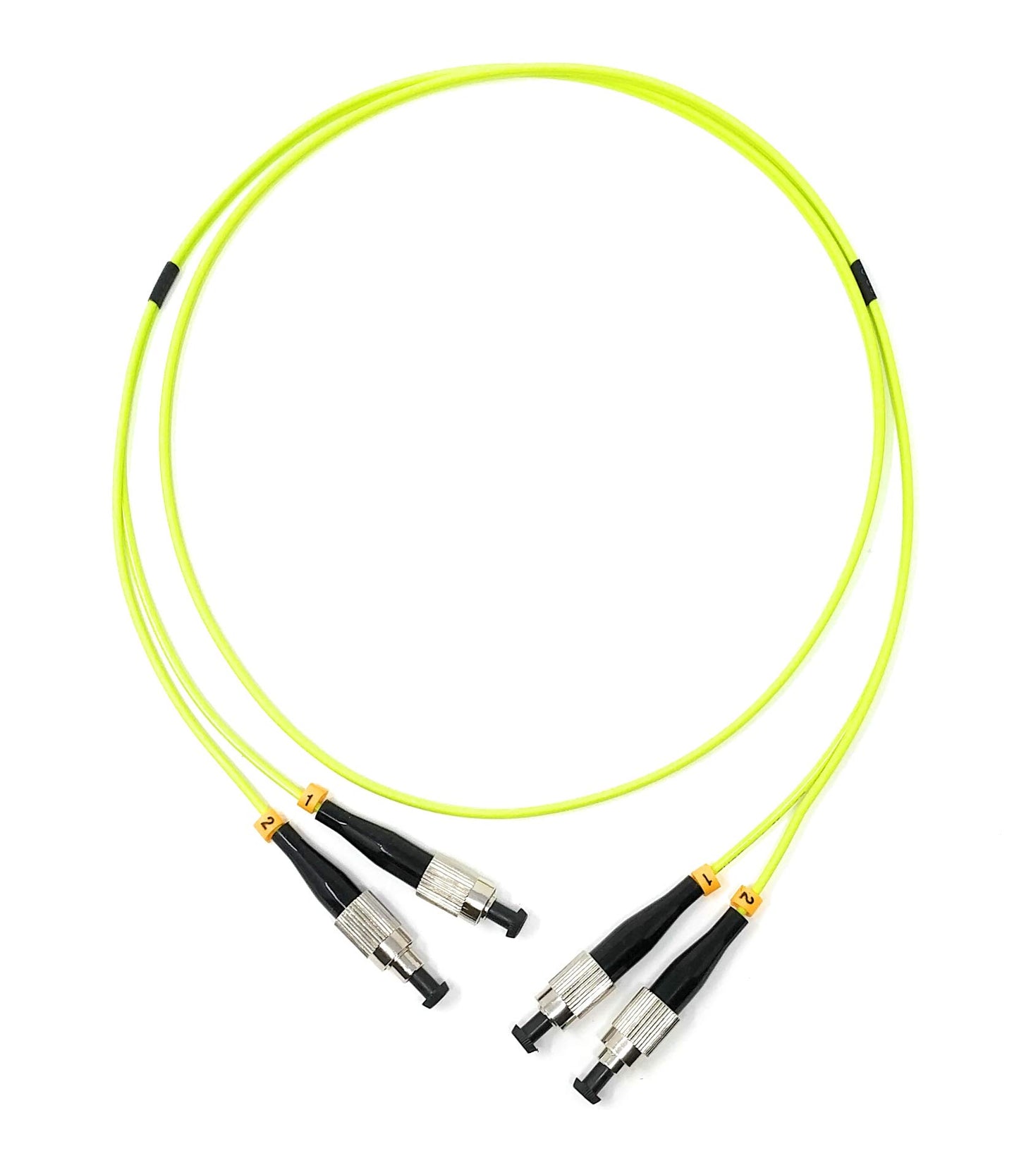 Ultra Spec 12M 100Gb OM5 Multimode Duplex Fiber Optic Cable (50/125) - FC to FC - Lime Green