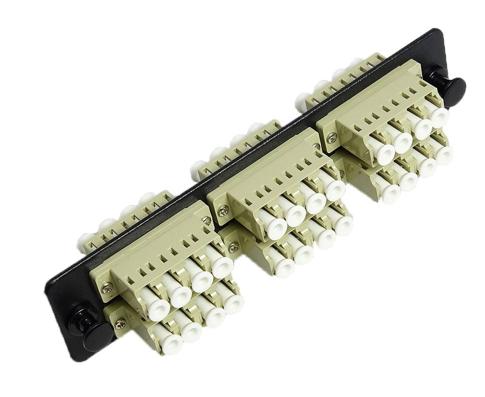 RiteAV LGX Footprint Fiber Optic Cable LC Adapter Patch Panel 12 Ports Loaded w/6 LC Quad (12 LC Duplex Ports) Multimode Adapters