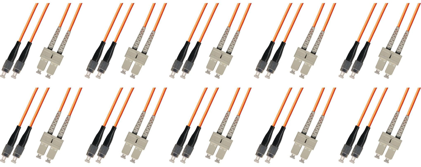 Ultra Spec Cables 25M Multimode Duplex Fiber Optic Cable (50/125) - FC to SC (10 Pack)