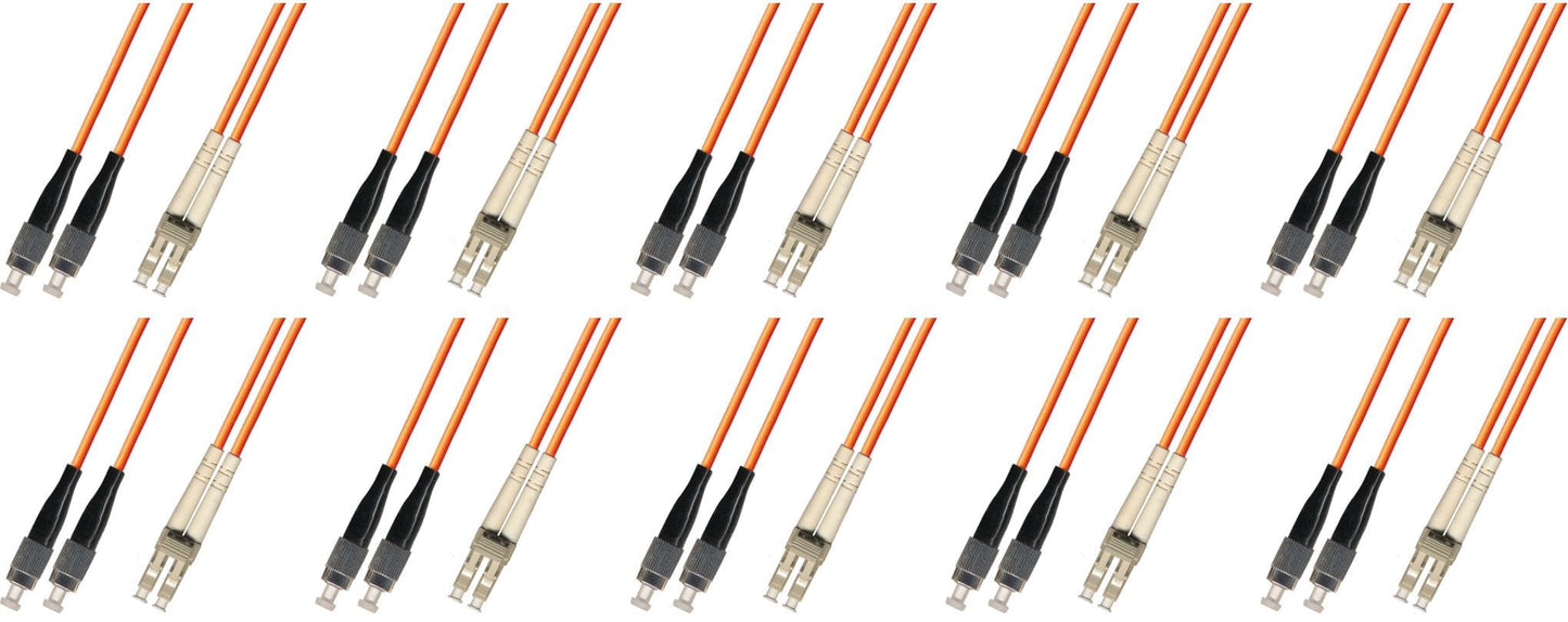 Ultra Spec Cables 10M Multimode Duplex Fiber Optic Cable (50/125) - FC to LC (10 Pack)