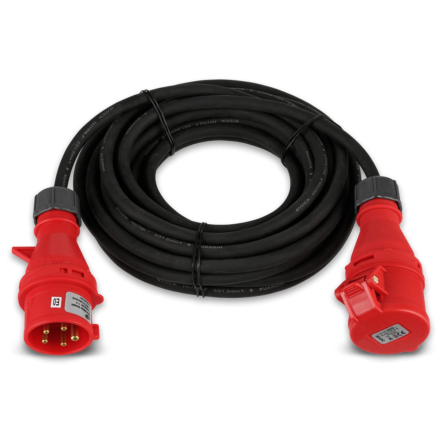 RiteAV - CEE förlängning – förlängningskabel utomhus IP44 – starkströmkabel 10 m, 1 1000 W, 400 V – svart