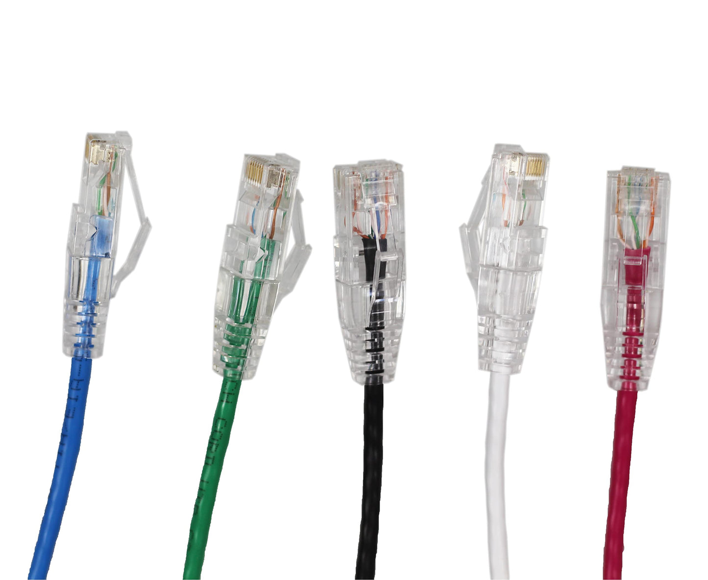 RiteAV - (100-PACK) Ultra Slim Cat 6 UTP Patch Cable (MIXED COLORS) Designed for High Density Environments. (Red,Blue,Orange,Yellow,Green, 1 ft.)