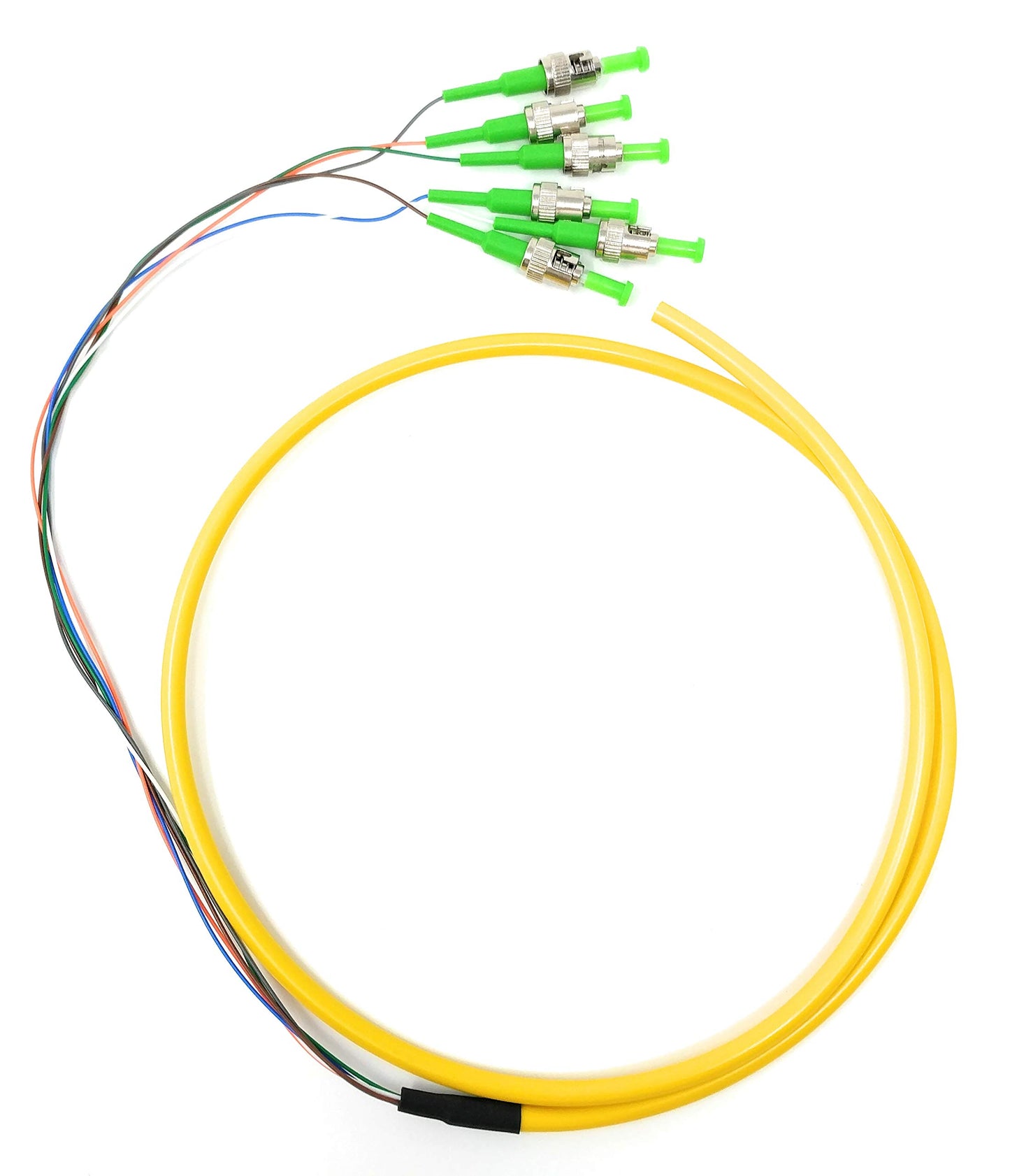 Ultra Spec Cables 6 Strand Singlemode 9/125 ST-APC Fiber Pigtail, 1 Meter for Splice