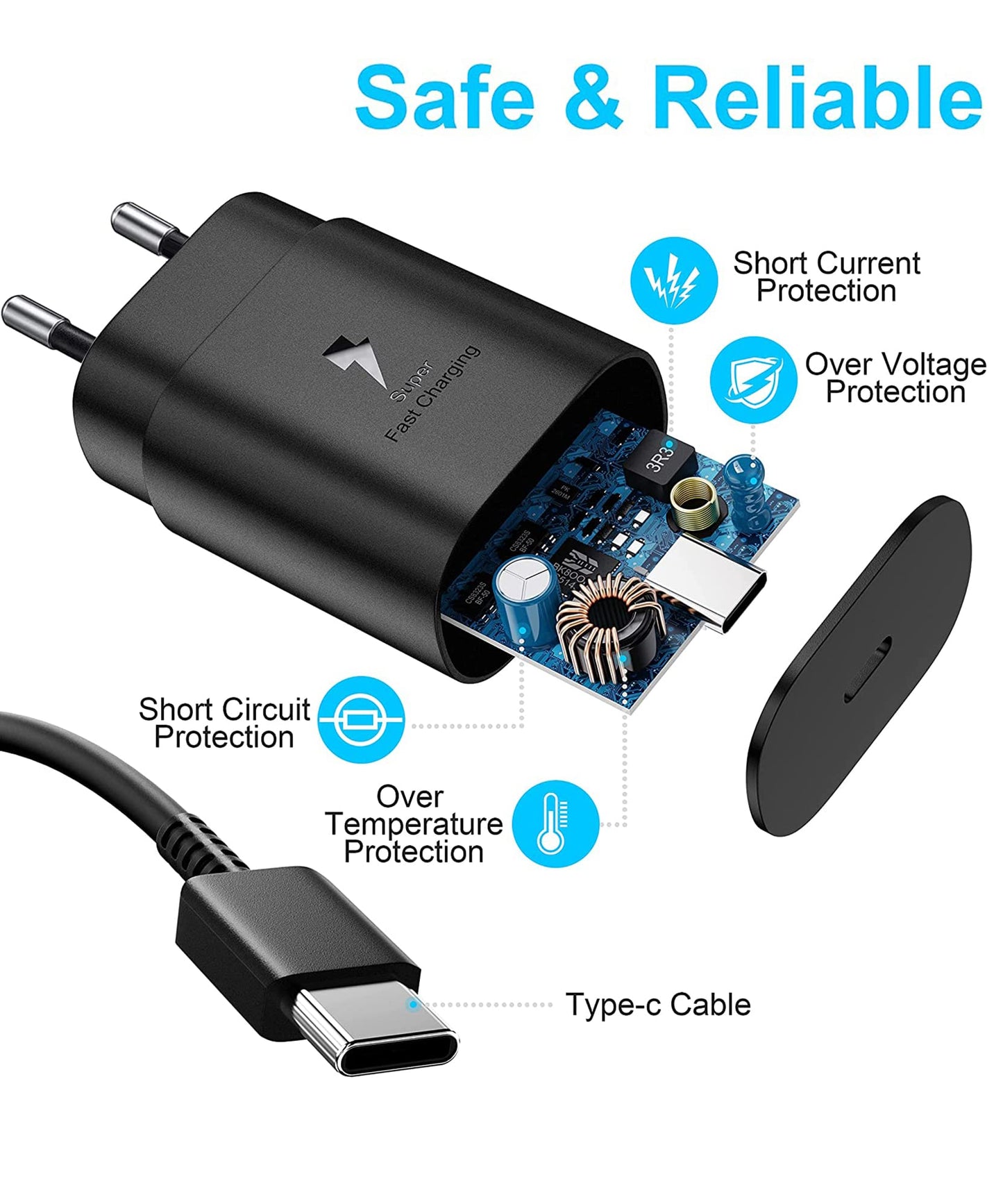25W USB C snabbladdare för Samsung, PD 3.0 USB C Power Delivery laddare med 1,2 M USB C-kabel, kompatibel med Samsung Galaxy S23/S24 Ultr/S21 FE/S20 Plus/Note 20/Note 10 Plus/A52 A72/A71/M51