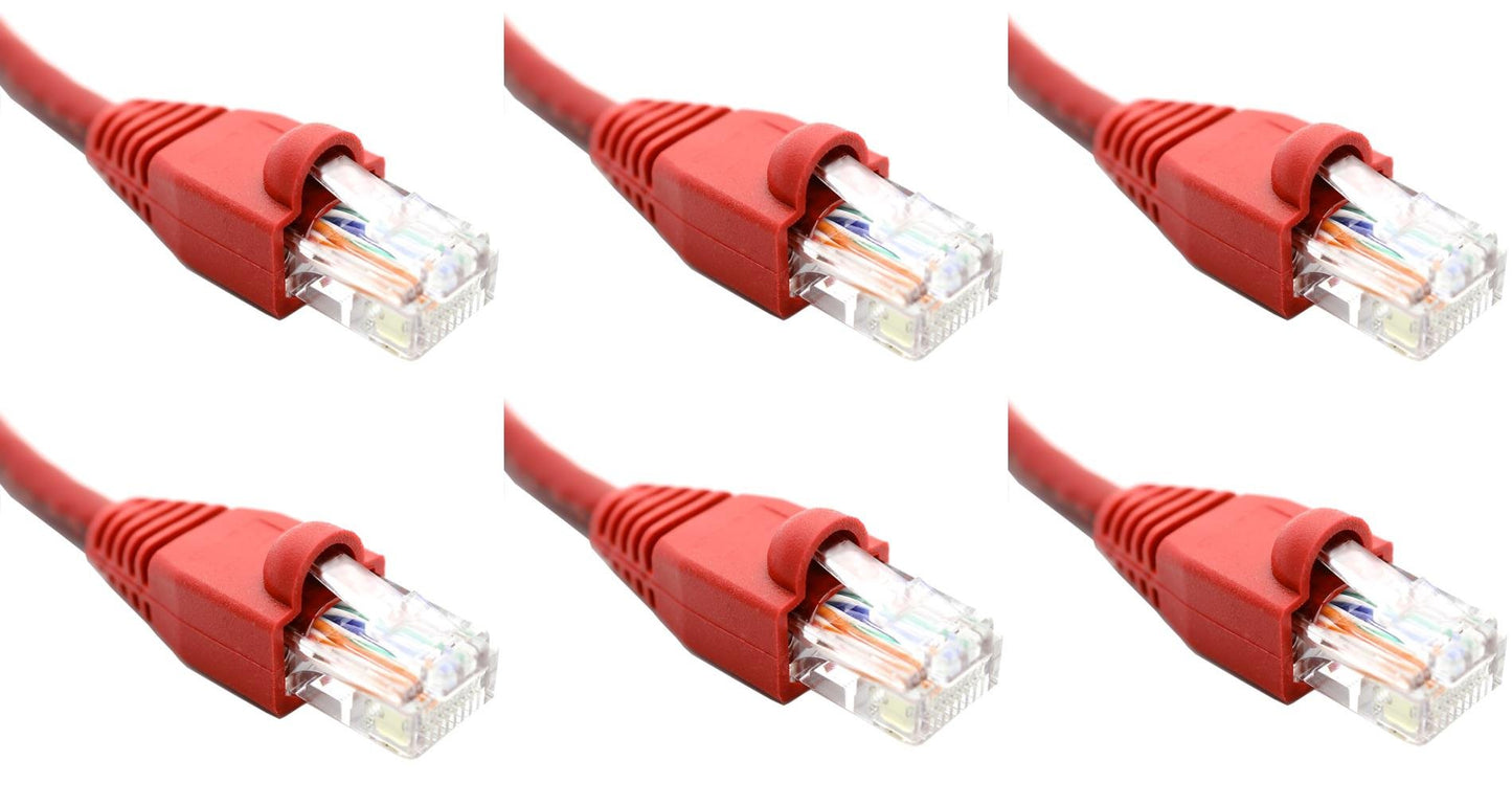 Ultra Spec Cables Pack of 6 - Red 1FT Cat6 Ethernet Network Cable LAN Internet Patch Cord RJ45 Gigabit