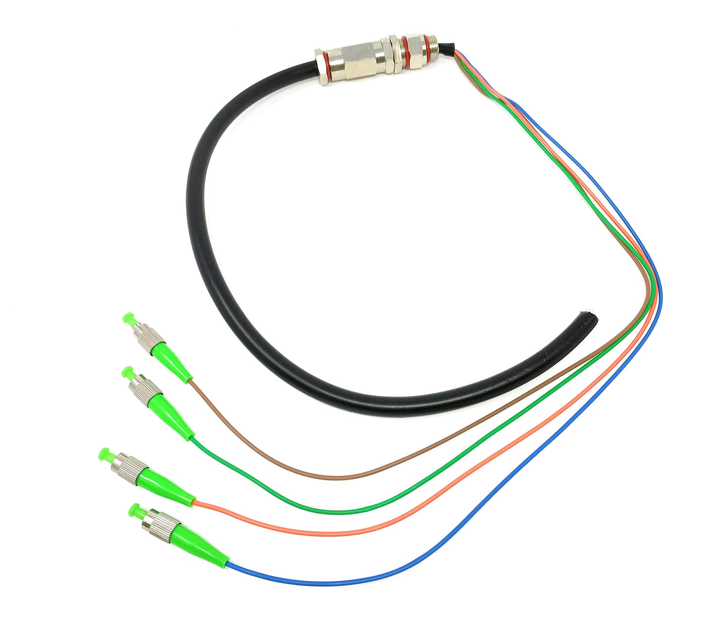 Ultra Spec Cables - FC/APC (4 Strand) Singlemode (9/125) Fiber Optic Waterproof Armored Splice Pigtail - 10M