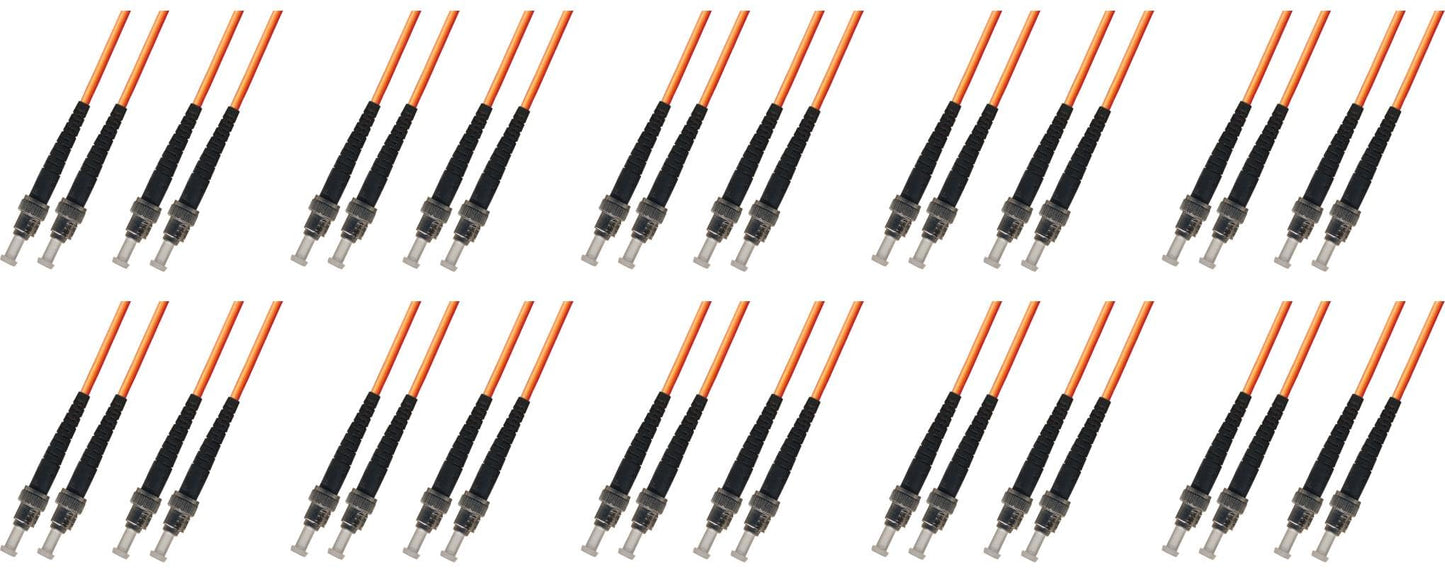 Ultra Spec Cables 10M Multimode Duplex Fiber Optic Cable (50/125) - ST to ST (10 Pack)