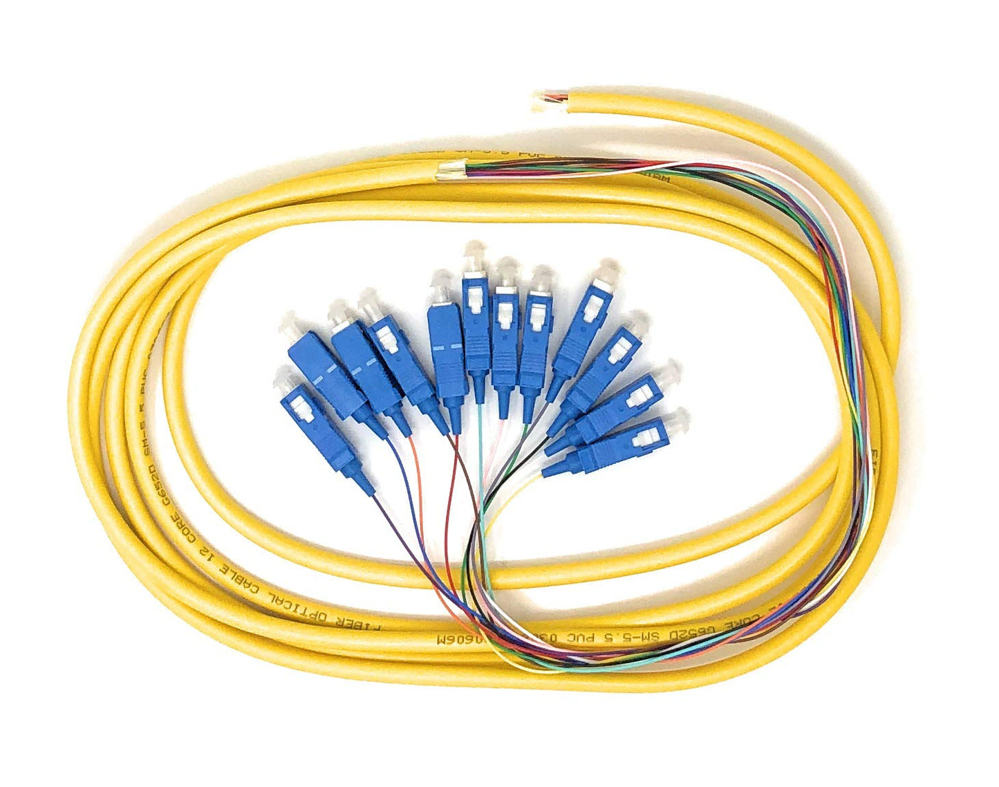 Ultra Spec Cables 12 Strand Singlemode SC-UPC Fiber Pigtail, 3 Meter for Splice
