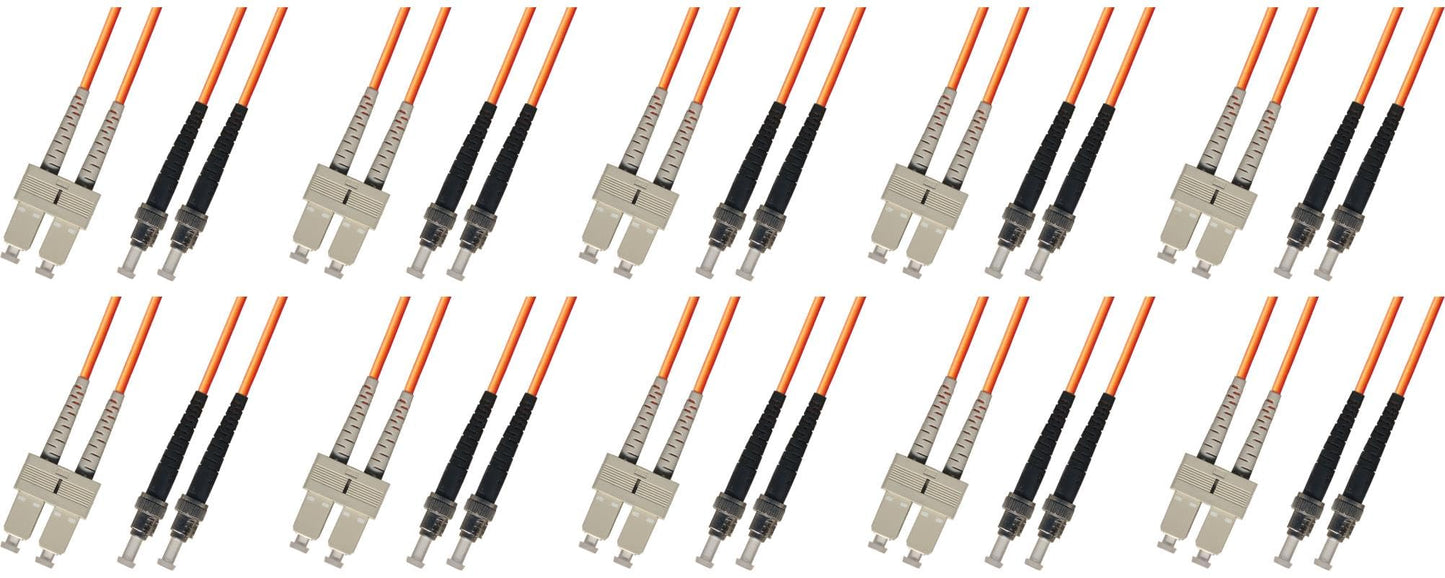 Ultra Spec Cables 3M Multimode Duplex Fiber Optic Cable (50/125) - SC to ST (10 Pack)