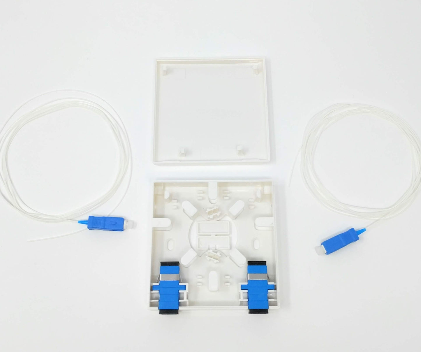 Ultra Spec Cables FTTH 2 Port SC-UPC Fiber Mini Termination Box Kit (Includes 2 x SC-UPC Simplex Couplers and 2 x 1 Meter SC-UPC 900um Pigtails) for Splice