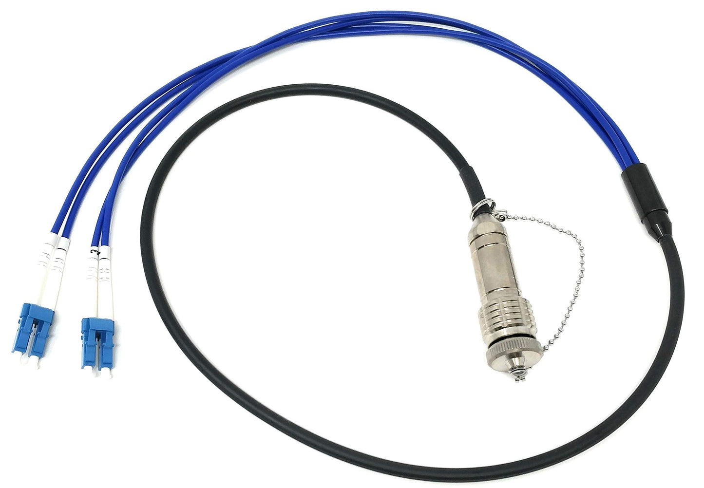 Ultra Spec Cables FTTA Outdoor Rated Screw-type Stainless Steel Plug to LC-UPC Singlemode 4 Core TPU Cable - 5 Meter