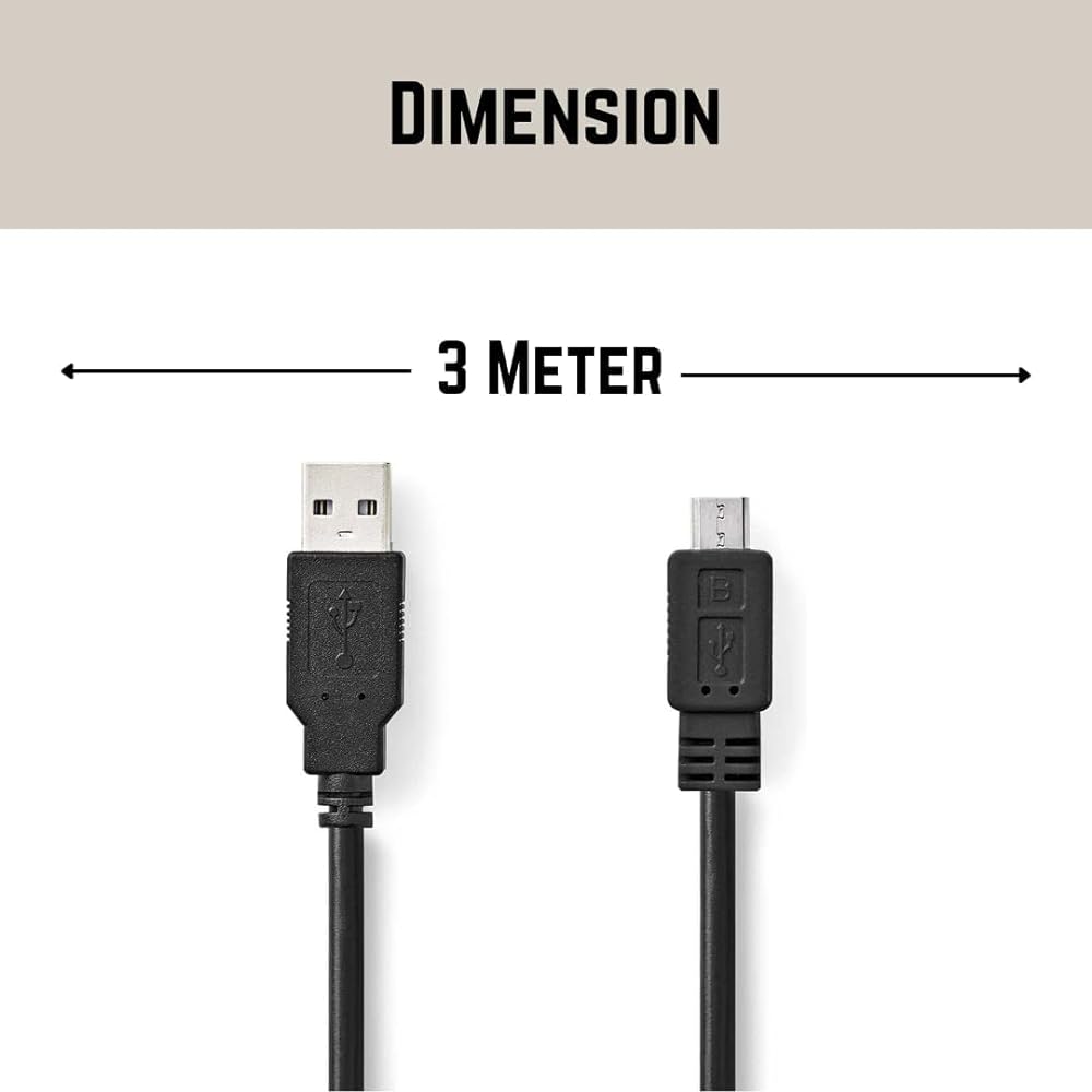 RiteAV - 3M Micro USB-laddningskabel för Playstation 4 PS4 Dualshock 4 trådlös kontroll – spela och ladda