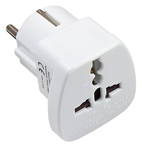 Resekontakt – universell reseadapter – uttag till Schuko-kontakt för Storbritannien, Schweiz, Italien, USA, Danmark, 1 styck