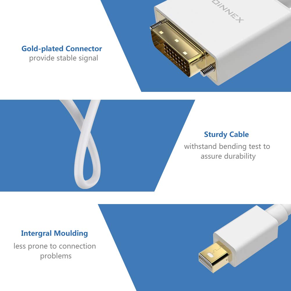 Mini DisplayPort till DVI-kabel, Thunderbolt till DVI-adapterkabel 1,8 m