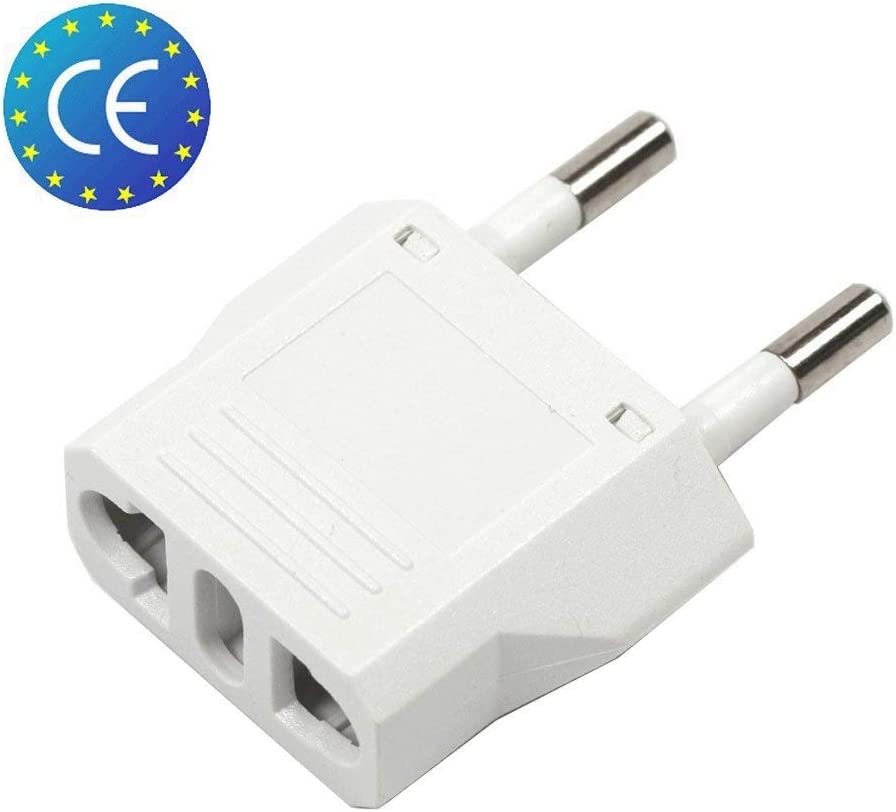 2 x resekontaktadapter USA, AU, EU till EU Europa (vit)
