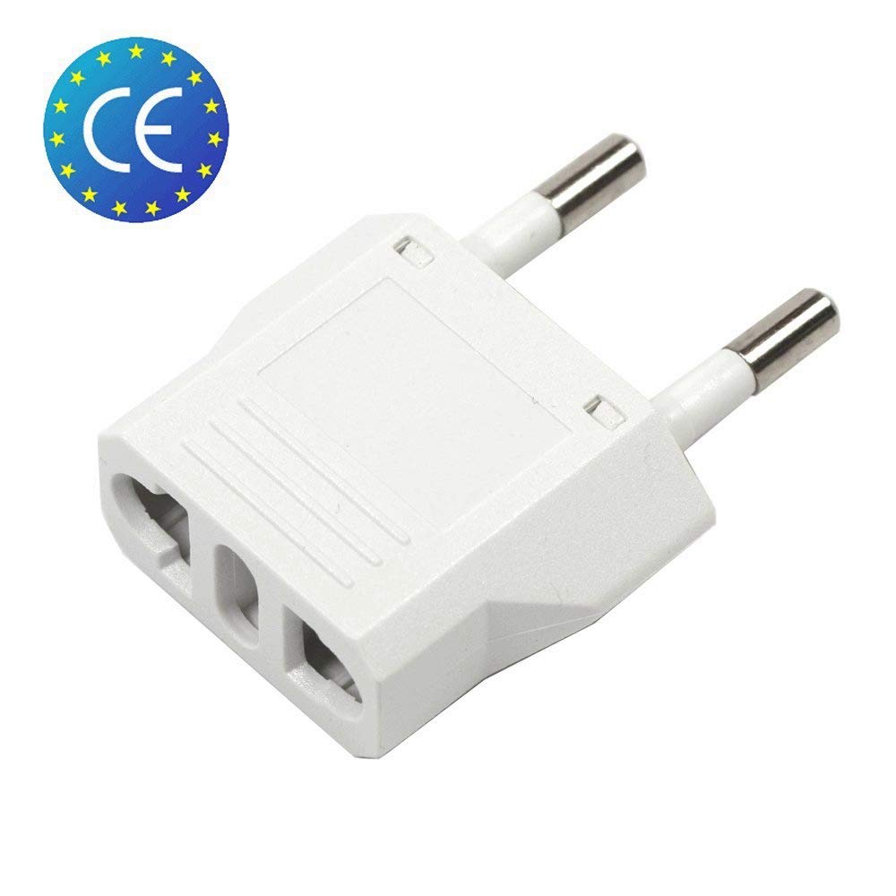 2 x resekontaktadapter USA, AU, EU till EU Europa (vit)