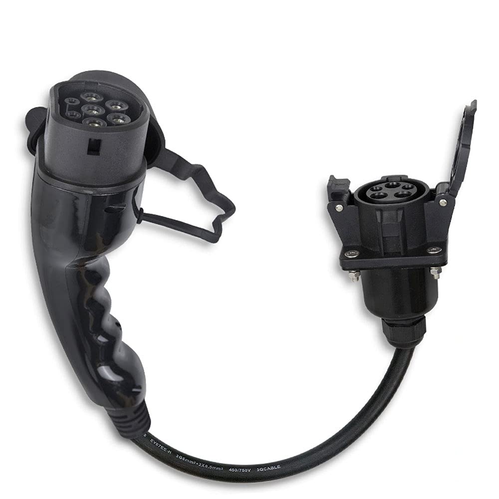 EV-adapter för elfordon förvandlar din laddare typ 1 till typ 2 32A, SAE J1772 till IEC 62196-2