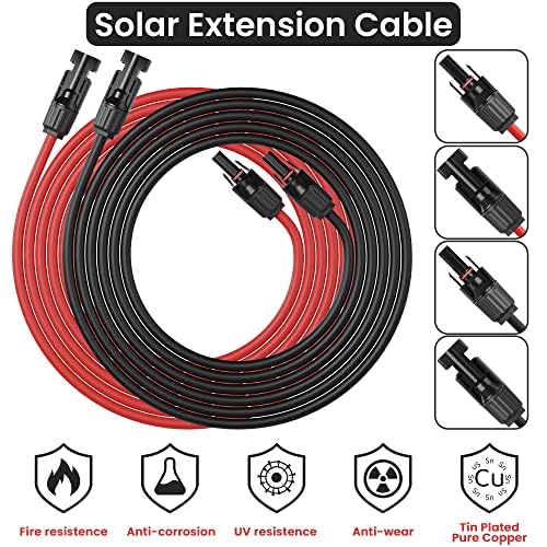 RiteAV DC-Solkabel för Längning, 6 mm² 10AWG, Solför Längning Skabel, med PV IP68-Kontakter, för Solpaneler och Solsystem