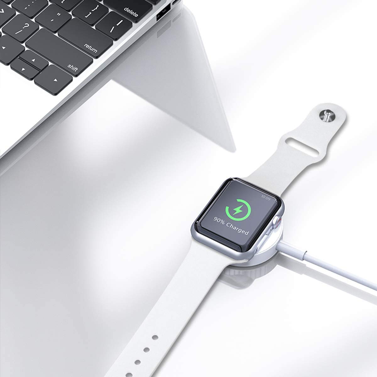 Trådlös Apple Watch-laddare, bärbar snabb magnetisk laddningskabel för iWatch serie 6/SE/5/4/3/2/1,38/40/42/44 mm (vit/3,3Ft/1m)
