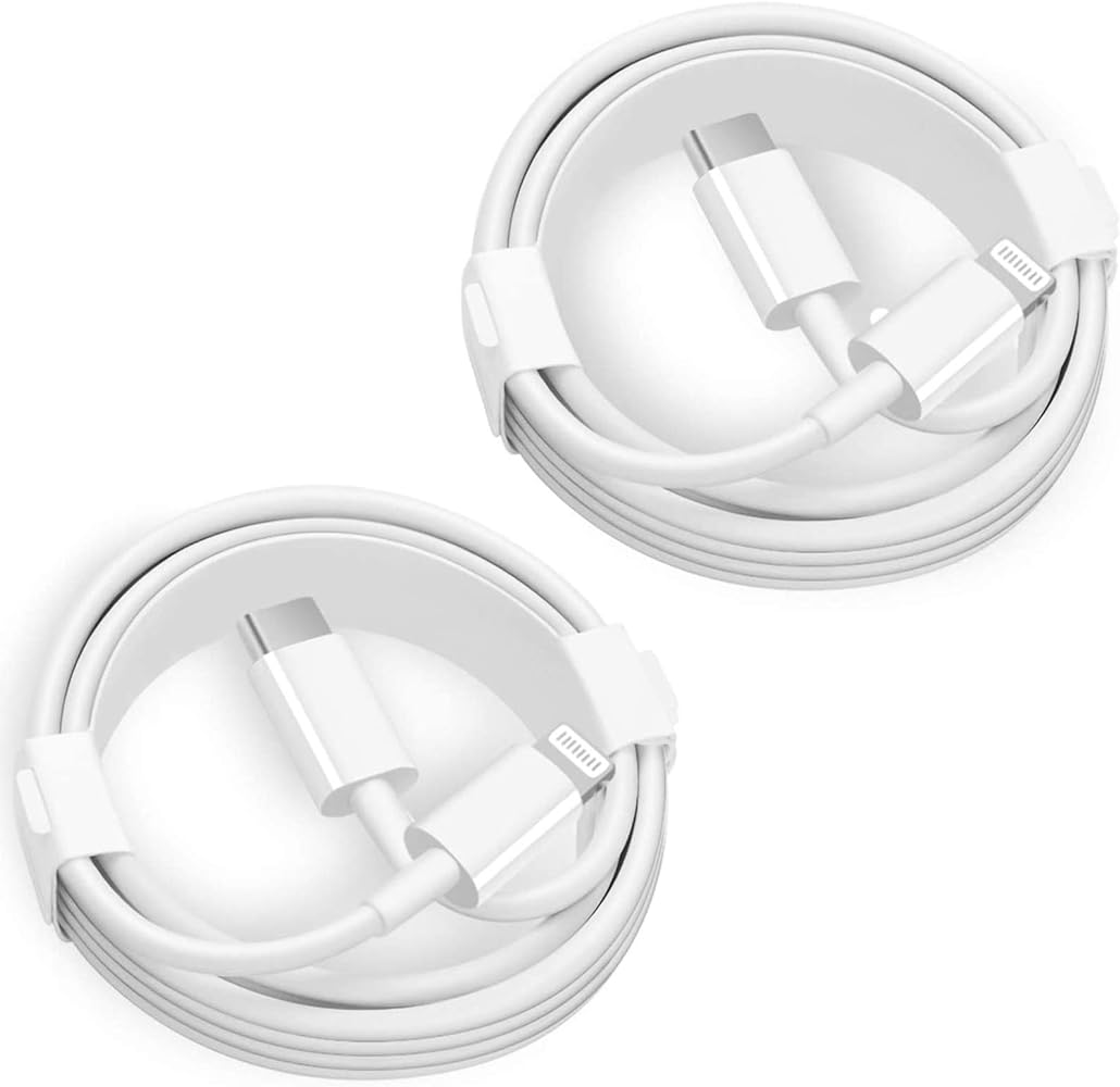 RiteAV - 20 W snabbladdarkabel【Apple MFi-certifierad】2-pack USB-C till Lightning-kabel (2 m) snabbladdning kompatibel med iPhone 12/12 Mini/12 Pro/12 Pro Max/11/11 Pro Max/Xs Max/XR/X, iPad med mera