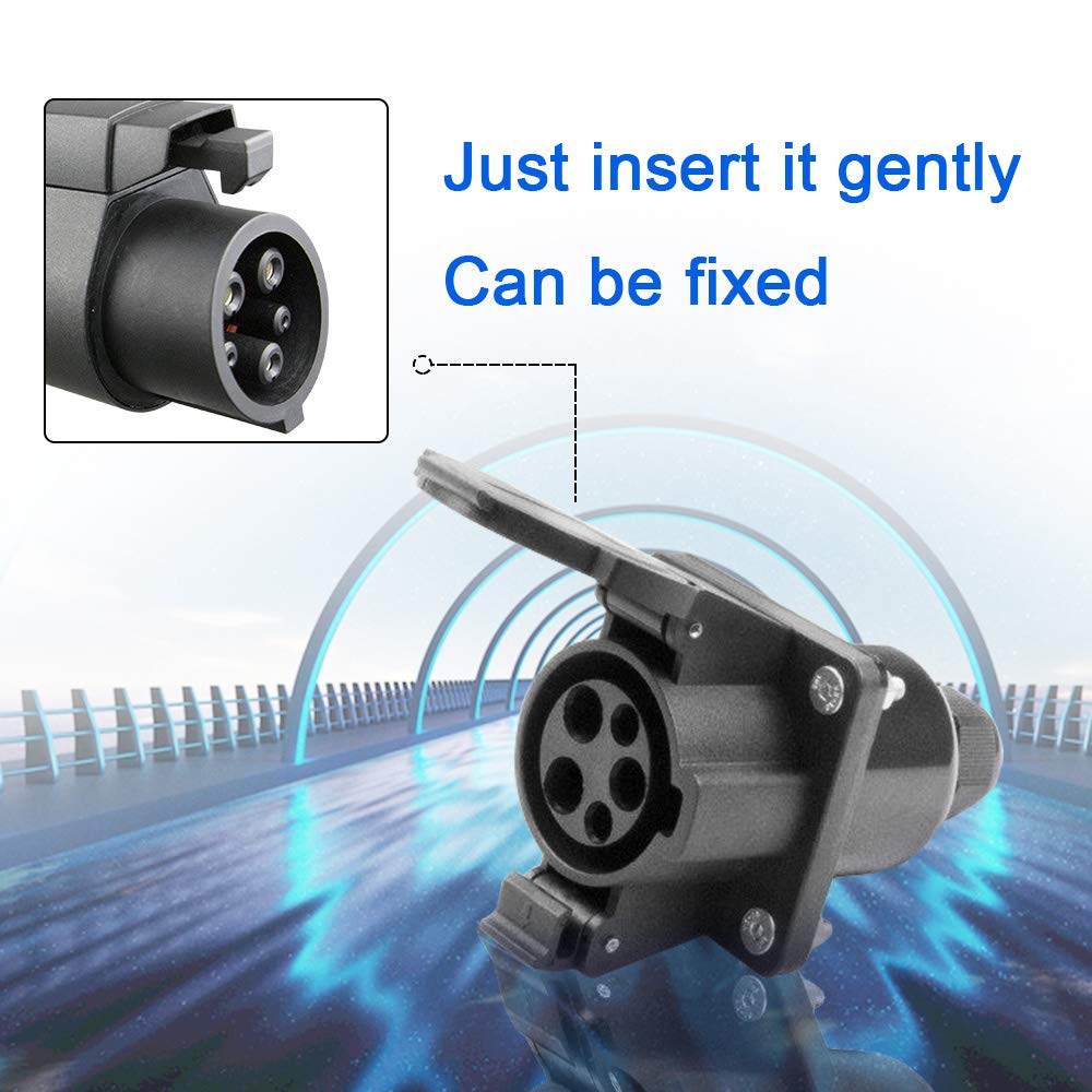 EV-adapter för elfordon förvandlar din laddare typ 1 till typ 2 32A, SAE J1772 till IEC 62196-2