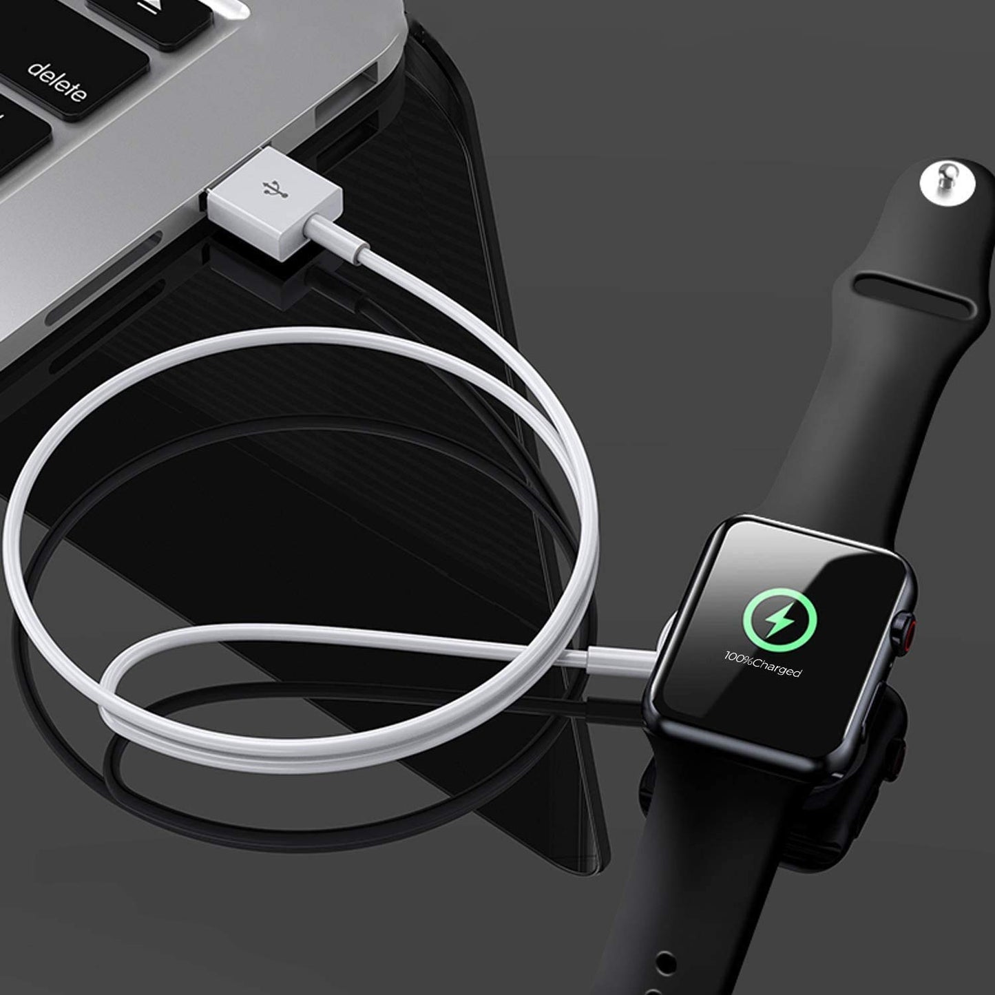 Trådlös Apple Watch-laddare, bärbar snabb magnetisk laddningskabel för iWatch serie 6/SE/5/4/3/2/1,38/40/42/44 mm (vit/3,3Ft/1m)