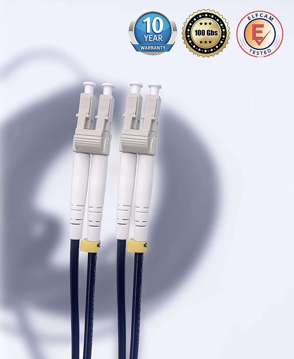 RiteAV - skyddad fiberoptisk kabel i stål för utomhus- och inomhusbruk, LC/UPC till LC/UPC OM3 multimode duplex 50/125μm, svart (60 m)
