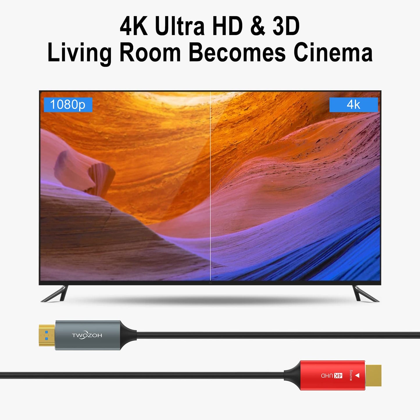 RiteAV - HDMI fiber optisk kabel 150M, 4K fiber HDMI-sladd stöder 4K@60Hz/18Gbps