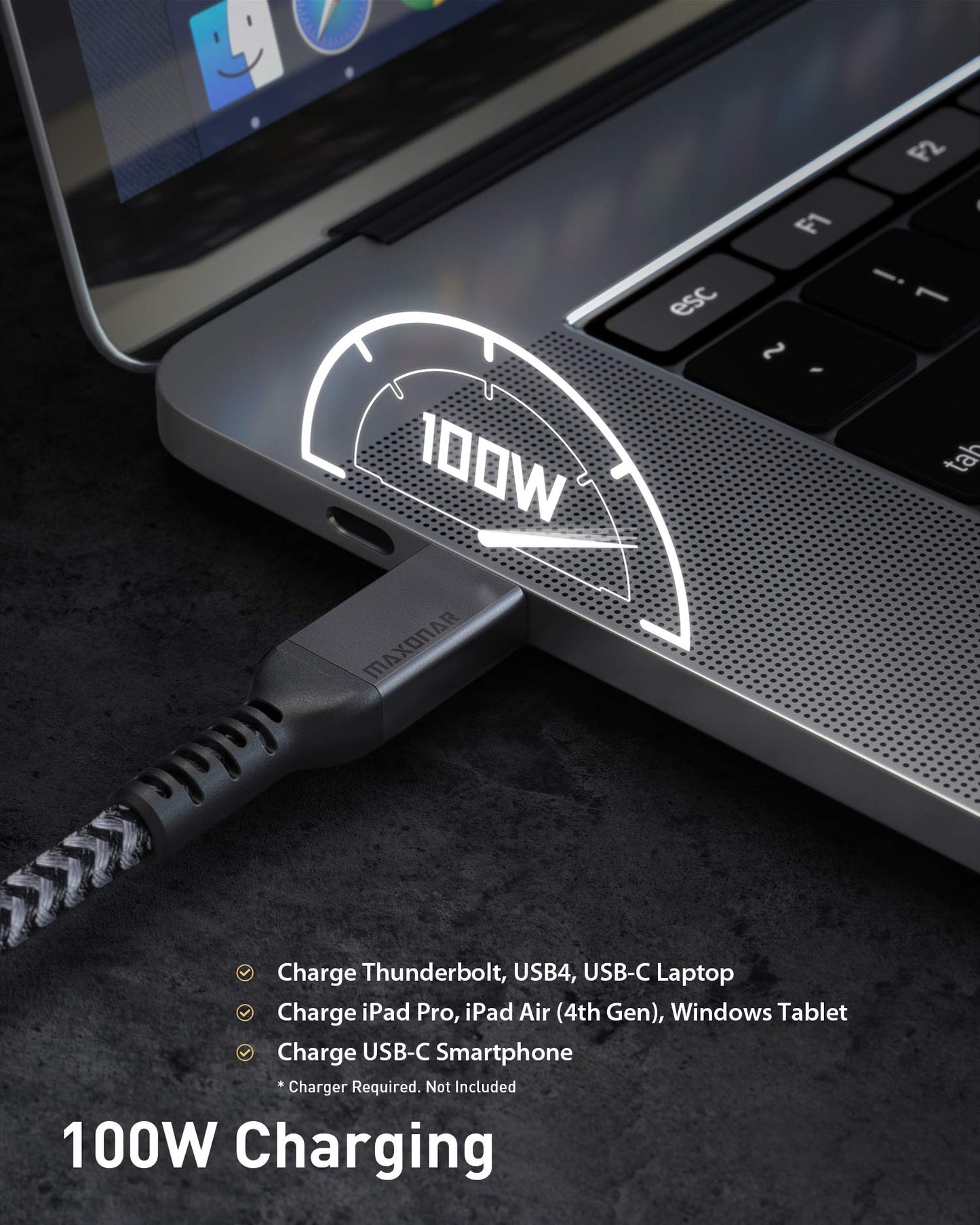 Thunderbolt 4 Kabel 2m/40Gbps, TB4 USB C 4.0 Kabel 20V/5A 100W Stöder 8K30hz/5K@60Hz/Dual 4K60hz Bildskärm,Studio Display,M1 Macbok Air,Thunderbolt 3 Extern SSD,eGpu Dockning,USB-C Dockning