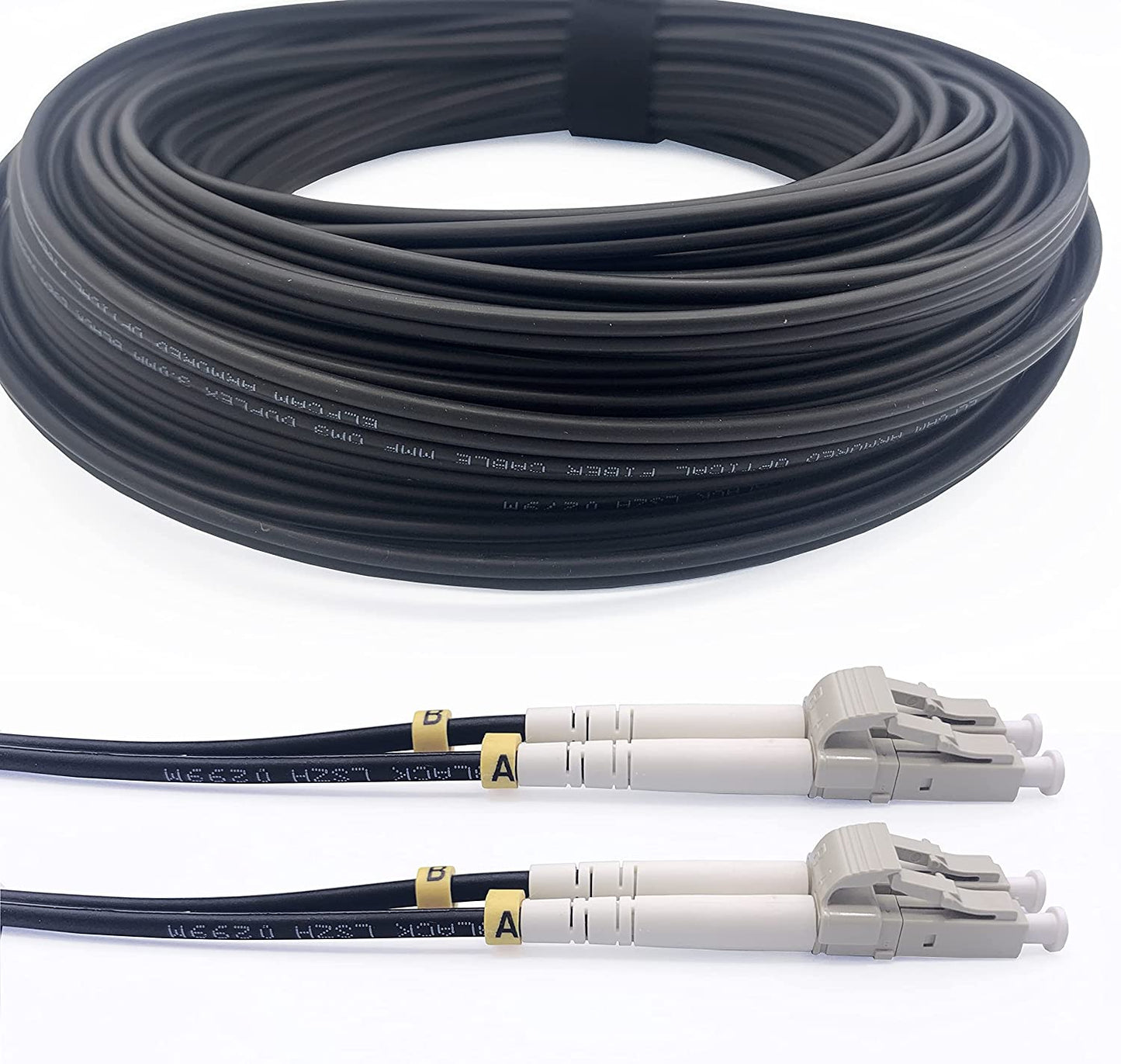 RiteAV - Armerad Fiberoptiska Kablar för Utomhus och Inomhus LC/UPC till LC/UPC OM3 Multimode Duplex 50/125 um Svart (100M)