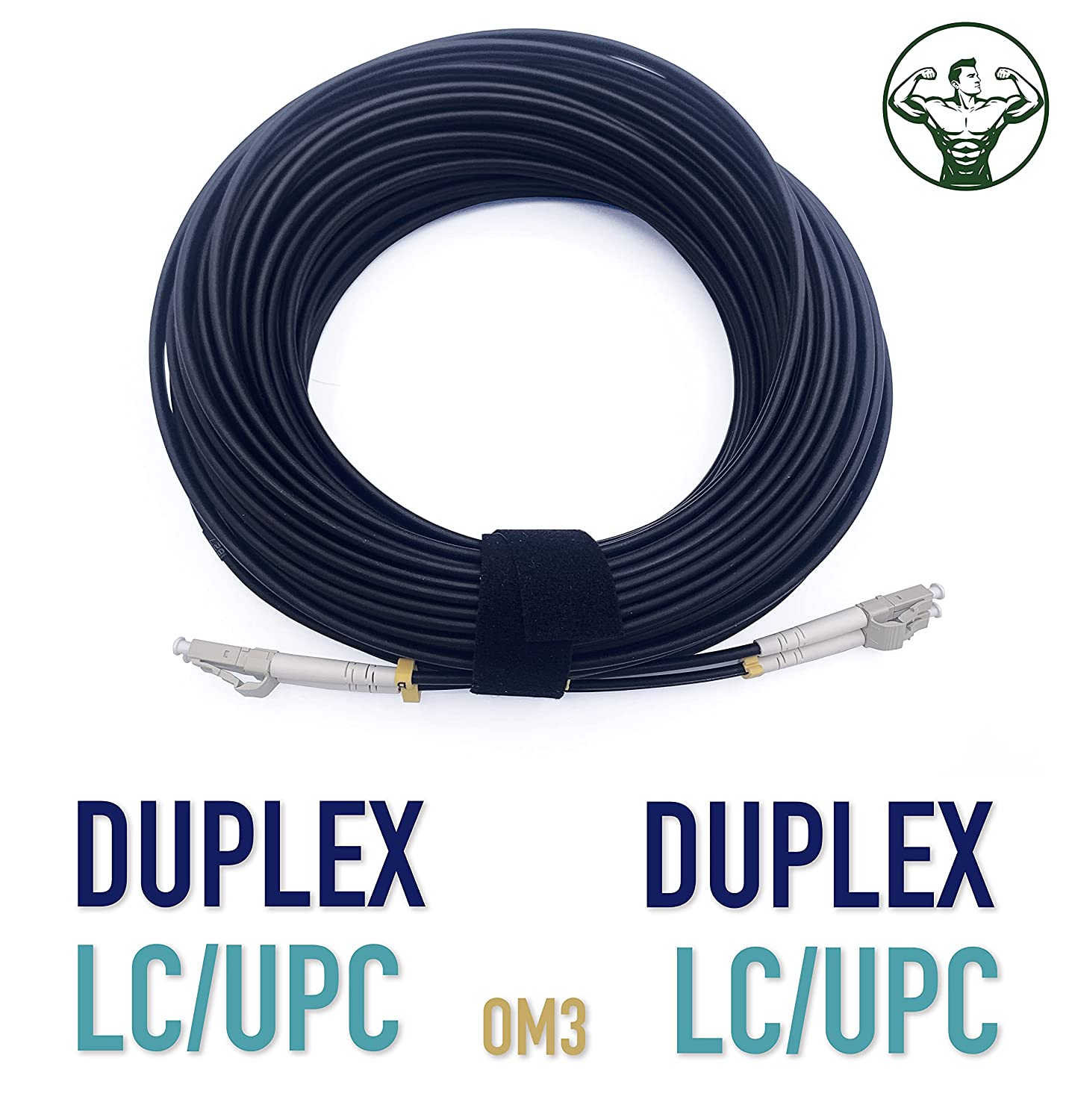 RiteAV - Armerad Fiberoptiska Kablar för Utomhus och Inomhus LC/UPC till LC/UPC OM3 Multimode Duplex 50/125 um Svart (100M)