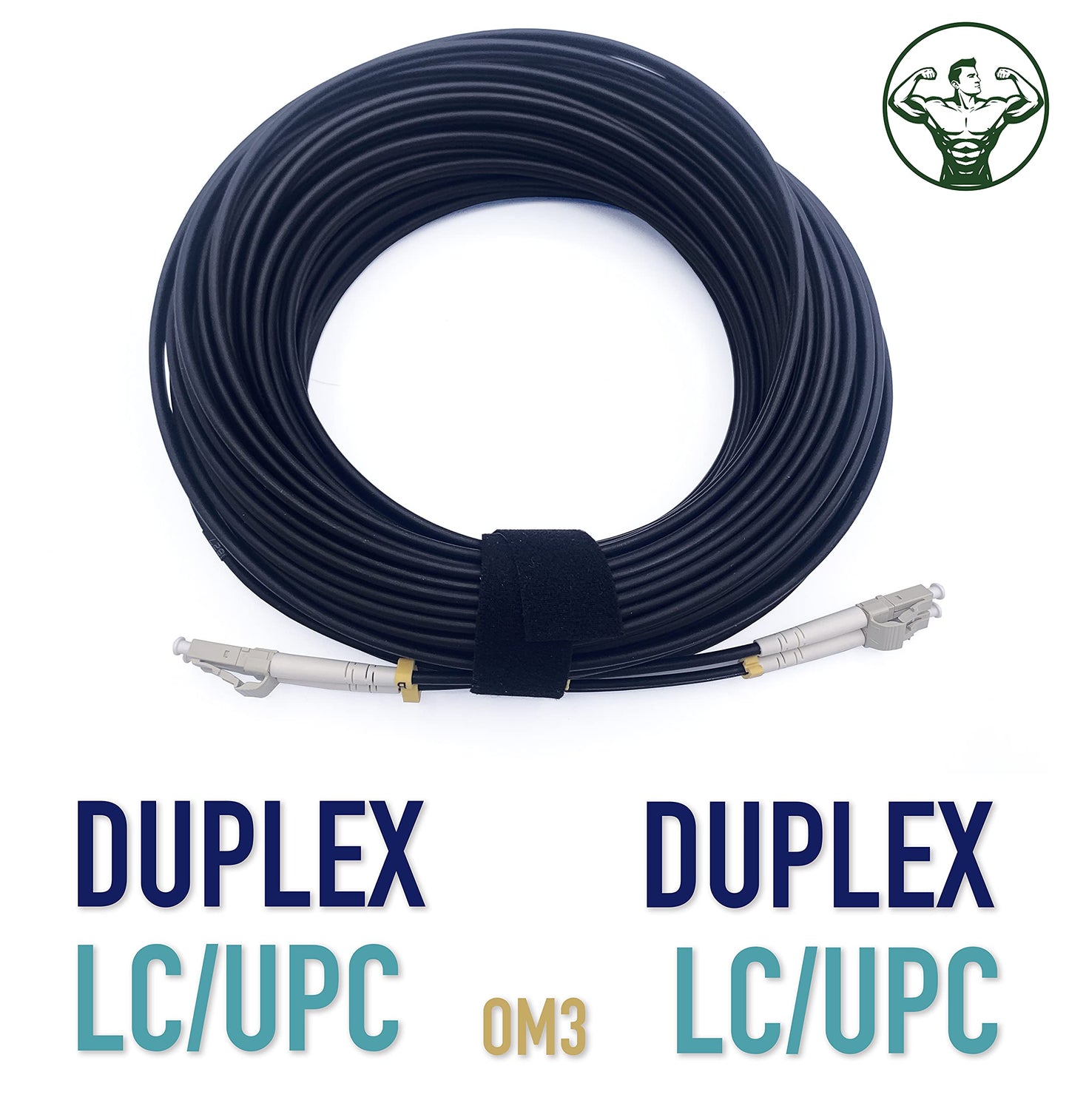 RiteAV - Armerad Fiberoptiska Kablar för Utomhus och Inomhus LC/UPC till LC/UPC OM3 Multimode Duplex 50/125 um Svart (100M)