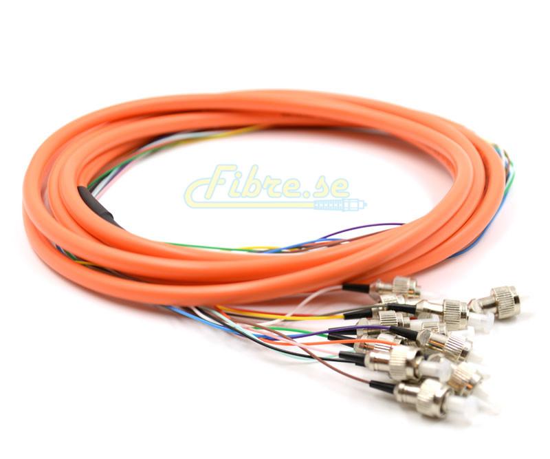 OM2 - Multimode (50/125) - 12 Strand - Fiber Optic Pigtail - FC/UPC - Riser Jacket