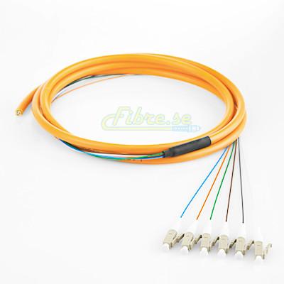 OM1 - Multimode (62.5/125) - 6 Strand - Fiber Optic Pigtail - LC/UPC - Riser Jacket