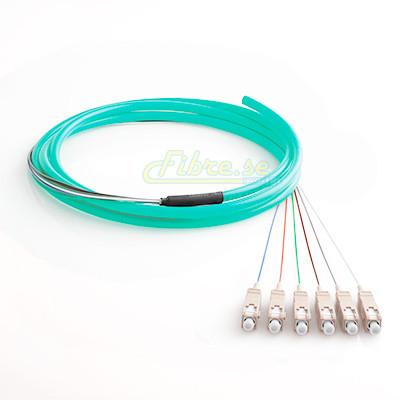 OM3 - 10G Multimode (50/125) - 6 Strand - Fiber Optic Pigtail - SC/UPC - Riser Jacket