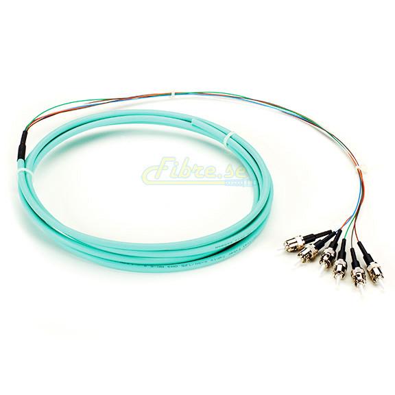 OM3 - 10G Multimode (50/125) - 6 Strand - Fiber Optic Pigtail - ST/UPC - Riser Jacket