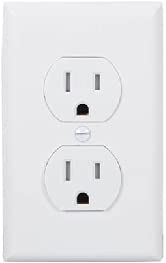 RiteAV 15A Electrical Duplex Receptacle Wall Outlet Plate 1 Gang - White
